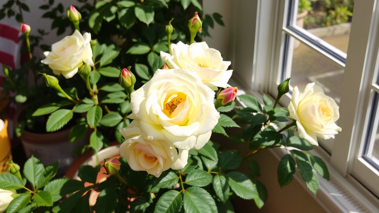 well grafted roses indoor with sunshine from outside