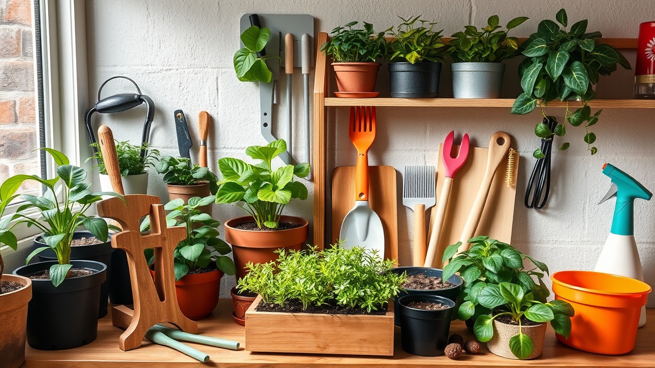 well organized Indoor Gardening tools, without any brands