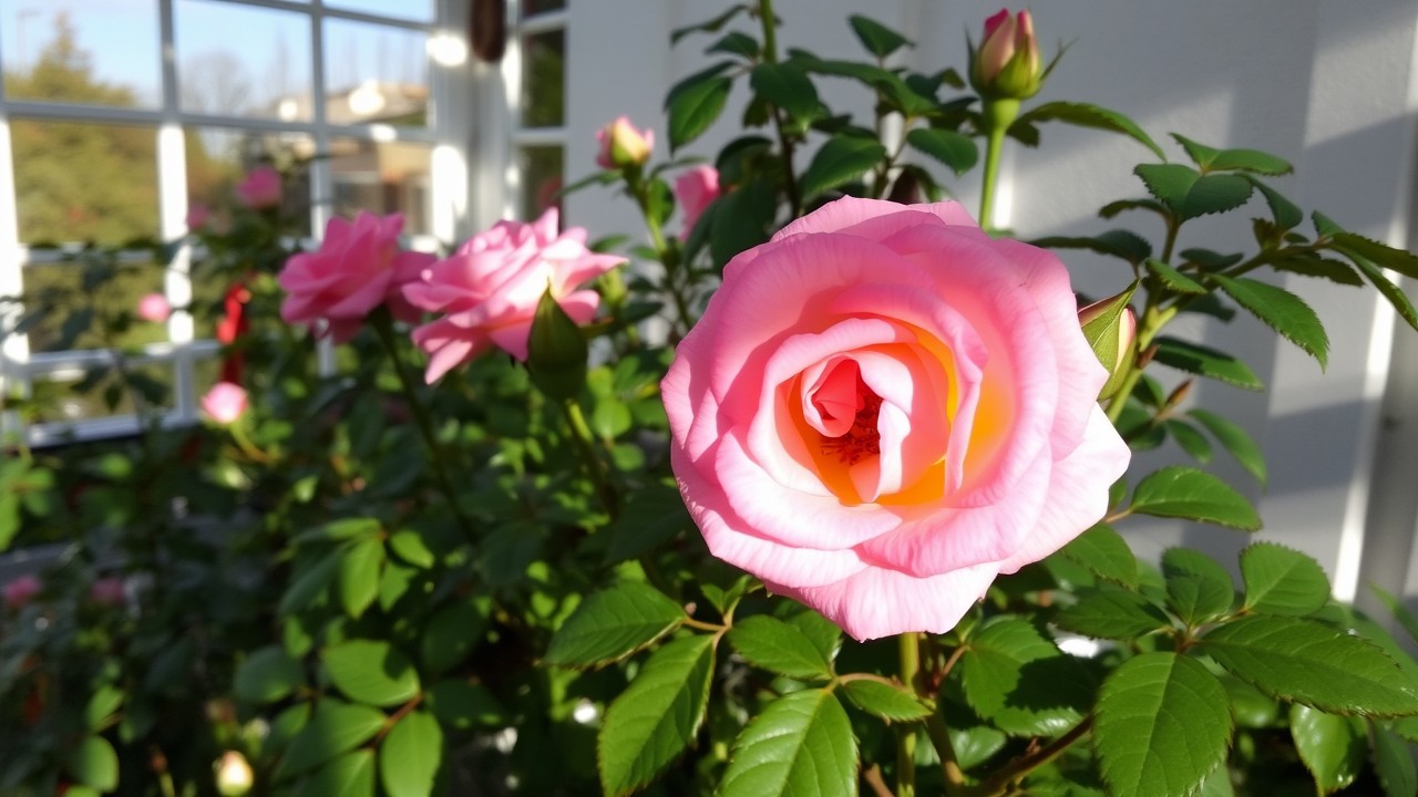 well grafted roses indoor with sunshine from outside